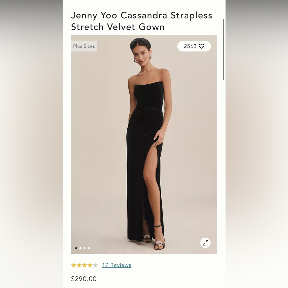 Jenny Yoo Cassandra Strapless Stretch Velvet Gown